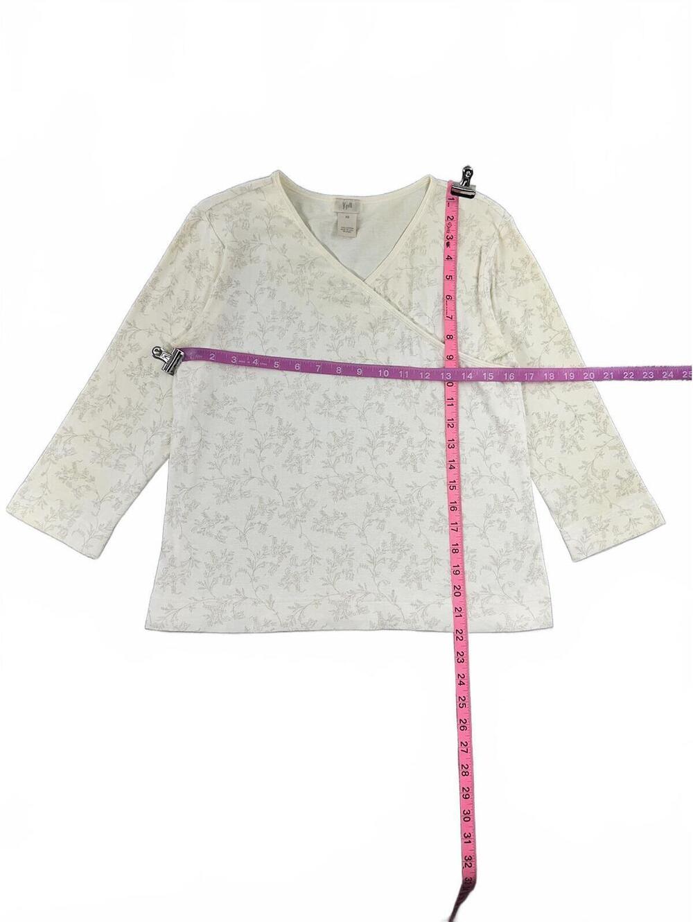 J.Jill Cream Floral Faux Wrap Neck Cotton Top Fairycore Cottagecore - Picture 5 of 7